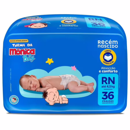 Fralda Turma da Mônica Baby RN 36 Unidades