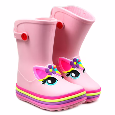 Galocha Bota Infantil De Chuva Menina Plugt Unicórnio Juvenil Confortável Leve Impermeável Original