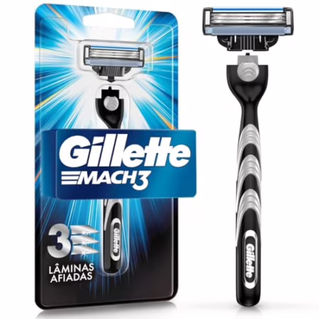 💎 Gillette Mach3 Aparelho de Barbear com 3 Lâminas 1 Unidade
