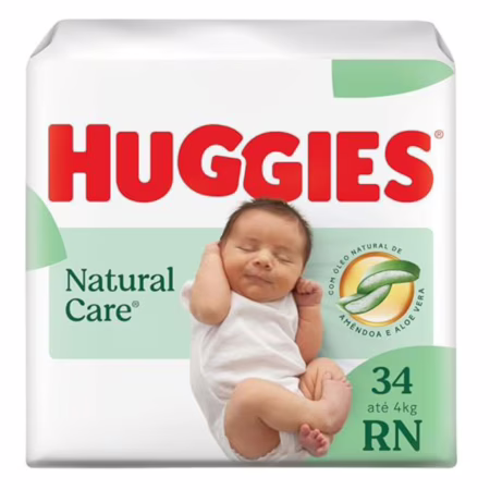 Huggies Fralda Descartável Premium Natural Care RN - 34 Un • A