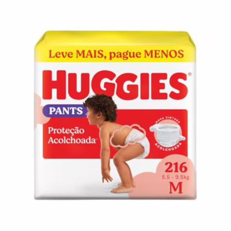 Huggies Fralda Pants Descartável Proteção Acolchoada M - 216 fraldas • A