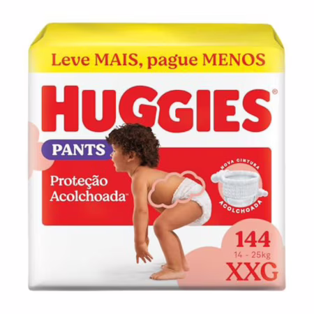 Huggies Fralda Pants Descartável Proteção Acolchoada XXG - 144 fraldas
