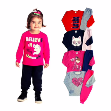 Kit 10 Peças Moletom Menina Infantil Inverno Atacado Barato