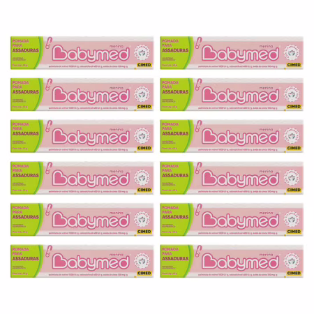 Kit 12 Pomadas Para Prevenção De Assaduras Babymed Rosa 45g
