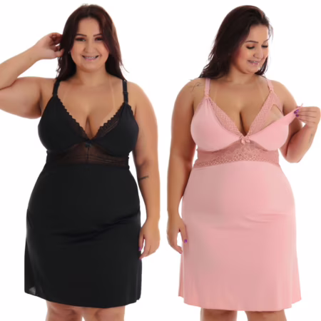 Kit 2 Camisola Amamentação Plus Size