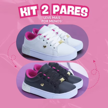 🔥 Kit 2 Pares Tênis Infantil Menina Ultra Confortável Escolar Leve 25-36 Envio Rápido