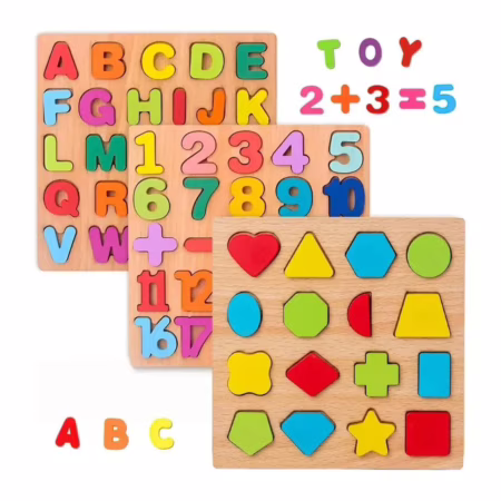 Kit 3 Brinquedos Educativos Números, Letras e Formas
