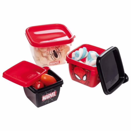 Kit 3 Potes Quadrado Infantil Conect Homem Aranha - Plasútil