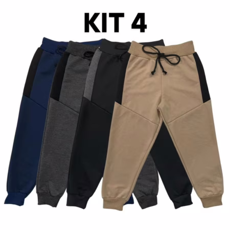 🛍 Kit 4 Calças Moletom Estilosas Menino