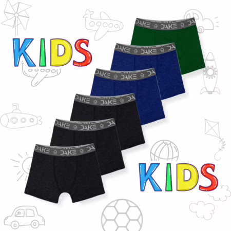 🛍️ Kit 5 Cuecas Box Boxer Infantil Algodão Premium