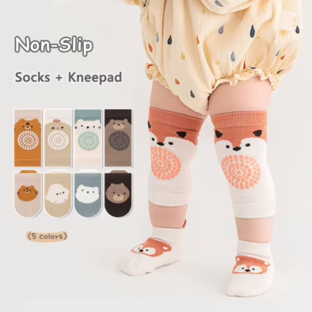 🛍️Kit Ate 3 Pares de Joelheira Protero Joelho Infantil Antiderrapante para Bebê Engatinhar Segurança