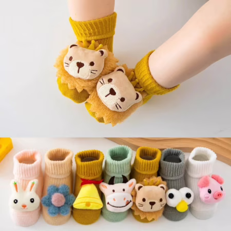 🔥 kit Ate 6 pares Meia de Bebe meias Com sinos dê Bichinho