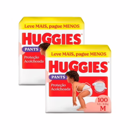 Kit com 2 Pacotes de Fraldas Huggies Supreme Care Roupinha M com 100 tiras