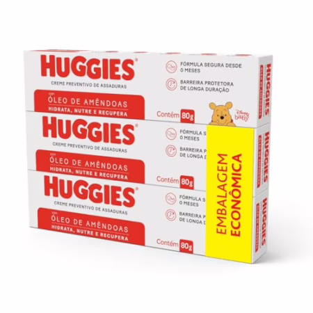 Kit Creme Preventivo Assaduras Huggies Pele Protegida com 3 unidades de 80g