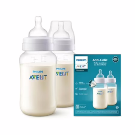 Kit Duplo Mamadeira Anti-Colic SCY106/02 Philips Avent 330ml Transparente
