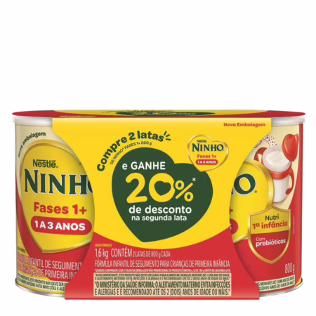 Kit Fórmula Infantil Ninho Fases +1 800g com 2 Unidades