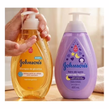 Kit Johnson's Baby Shampoo Glicerina Para Bebê, 750ml + Johnson's Baby Sabonete Líquido Relaxante Hora do Sono, 400ml