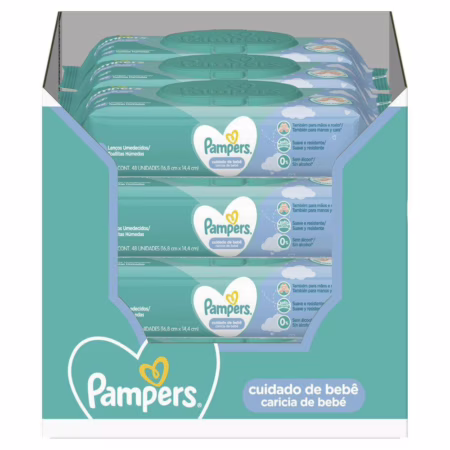 Kit Lenço Umedecido para Limpeza Pampers - Cuidado do Bebê - 12 Pacotes