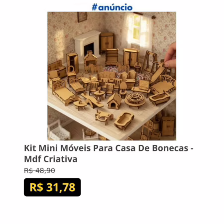 Kit Mini Móveis Para Casa De Bonecas - Mdf Criativa