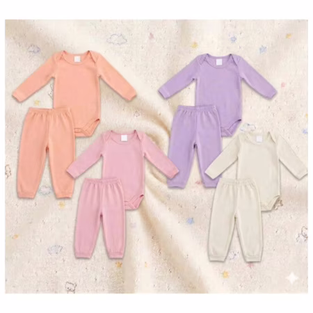 Kit Roupa Bebe 4 Peças Body Manga Longa Mijão Menino Menina Cores Femininas P-veste De 0 A 12m