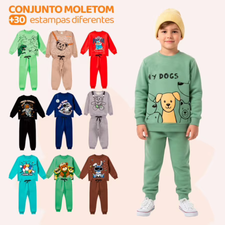 Kit Sortido 6 Peças de Roupas Masculino Infantil Inverno – 3 Blusas Casacos + 3 Calças de 1 Ao 10