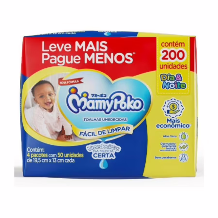 Lenço Umedecido Mamypoko Dia&Noite 200 unidades
