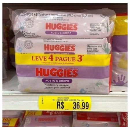 Lenços Umedecidos Huggies Rosto e Corpo Limpeza 4 x 48 Un • B