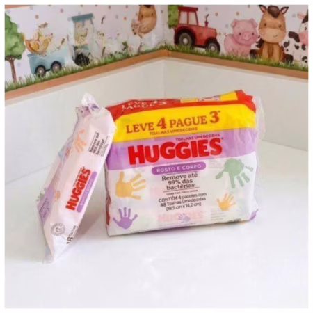 Lenços Umedecidos Huggies Rosto e Corpo Limpeza 4 x 48 Un