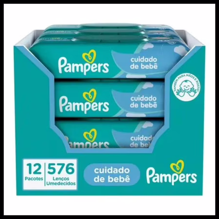 Lenços Umedecidos Pampers, Cuidado de bebê 12 pacotes em total 576 Unidades