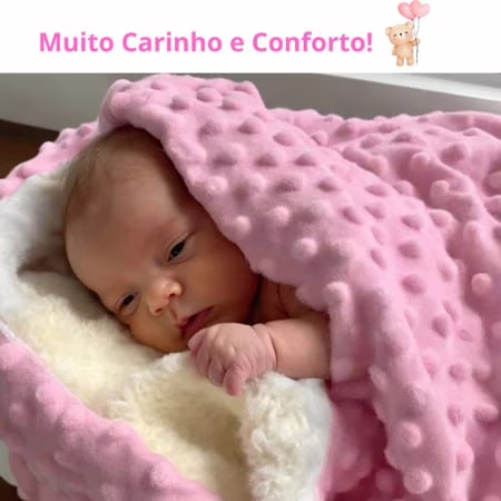 Manta Bebe Pipoquinha Dupla Face Com Sherpa Fofinho Maternidade