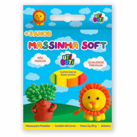 Massinha Soft para Modelar Colorida em Estojo, Tradicional, Uti Guti 6 Cores