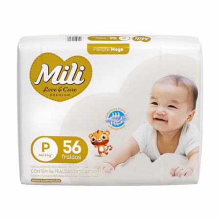 Mili Fralda Love&Care Mega P - 56 Unidades