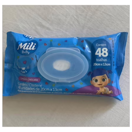 Mili Toalhas Umedecidas Baby, Uso Bebê, Com Aloe Vera e Calêndula, Dermatologicamente Testadas, 50 Unidades