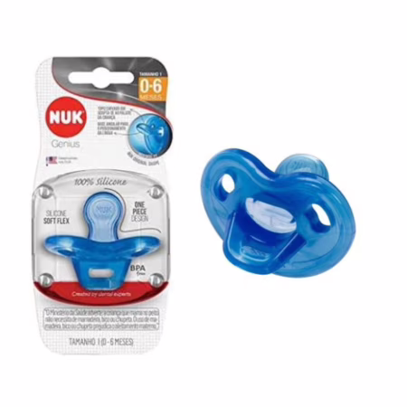 NUK Chupeta Sensitive Soft 100% Silicone Boy S1 - Azul Tam 1 (0-6 Meses)