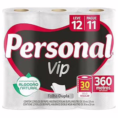 Papel Higiênico, Folha Dupla, 12 unidades