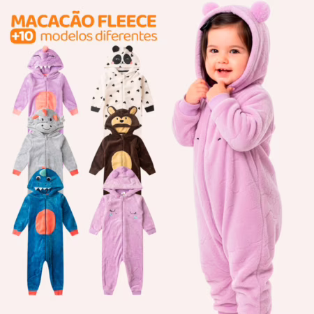 Pijama Macacão Bebê em Fleece Temático