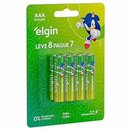 Pilha Alcalina AAA com 8 unidades Elgin Palito
