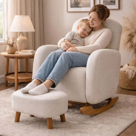 🛍 Poltrona Balanço Mommy Luxo Orgânica - Bege ou Cinza