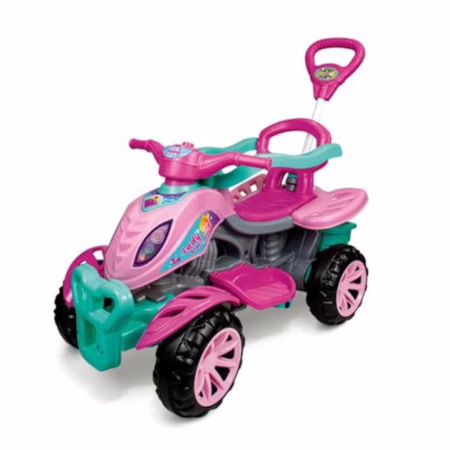 Quadriciclo Infantil Feminino Lady Star Rosa +9 Meses com Guia Maral