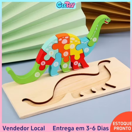 QuebraCabeça de Dino 3D em Madeira