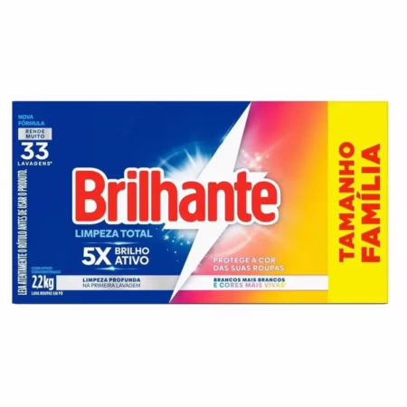 Sabão Em Pó Brilhante Limpeza Total 2,2Kg