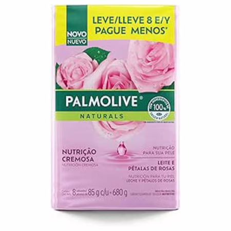 Sabonete em Barra Palmolive Naturals Nutrição Cremosa Leite e Pétalas de Rosa 85g