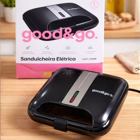 Sanduicheira Grill Elétrico Antiaderente Goo&Go 750W Preto