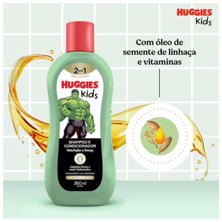 Shampoo Huggies Kids Nutrição e Força Hulk 360 ml