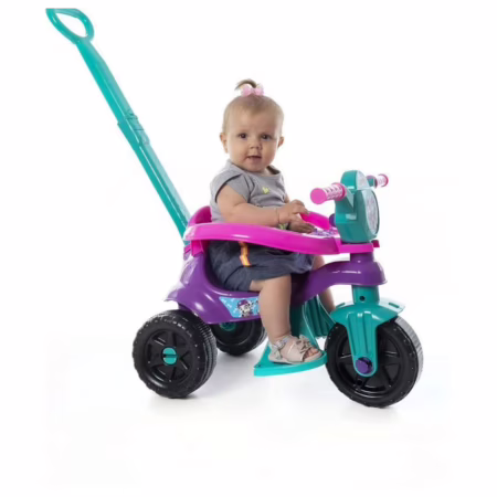 Triciclo Kemotoca Kendy Menino e Menina Patrulha Canina C/Empurrador Velotrol Proteção Lateral Carrinho de Passeio