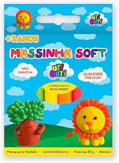 UTIGUTI Massinha Soft, Massa para Modelar Colorida em Estojo, Tradicional, 6 Cores