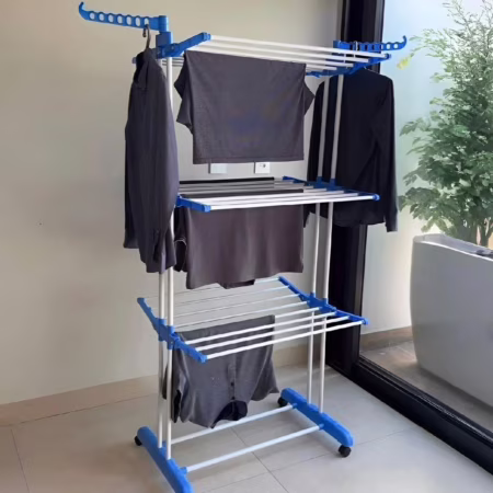 💎 Varal De Chão Grande De Roupas 3 Andares Dobrável Cor Azul Kontuz 170 cm