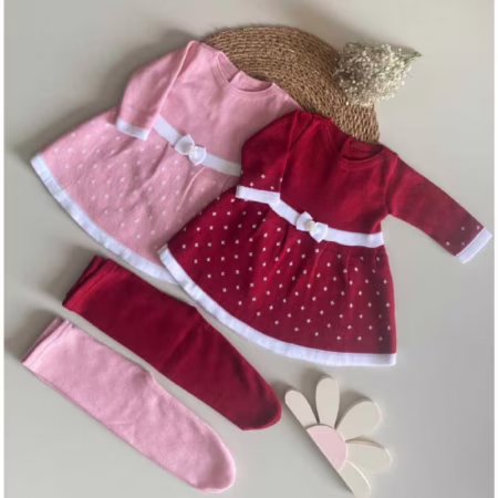 🛍 Vestido e Calça Tricot Recém Nascido