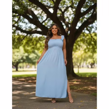 Vestido Longo Plus Size Lastex Barato Evangelico G1 G2 G3 Cotton