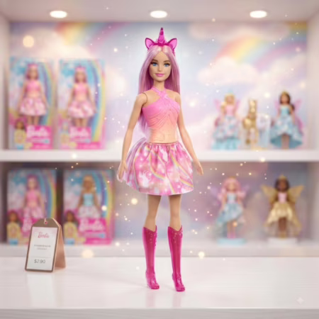 💎 Barbie Fantasia Boneca Saia de Unicórnio de Sonho Rosa para crianças a partir de 3 anos • A